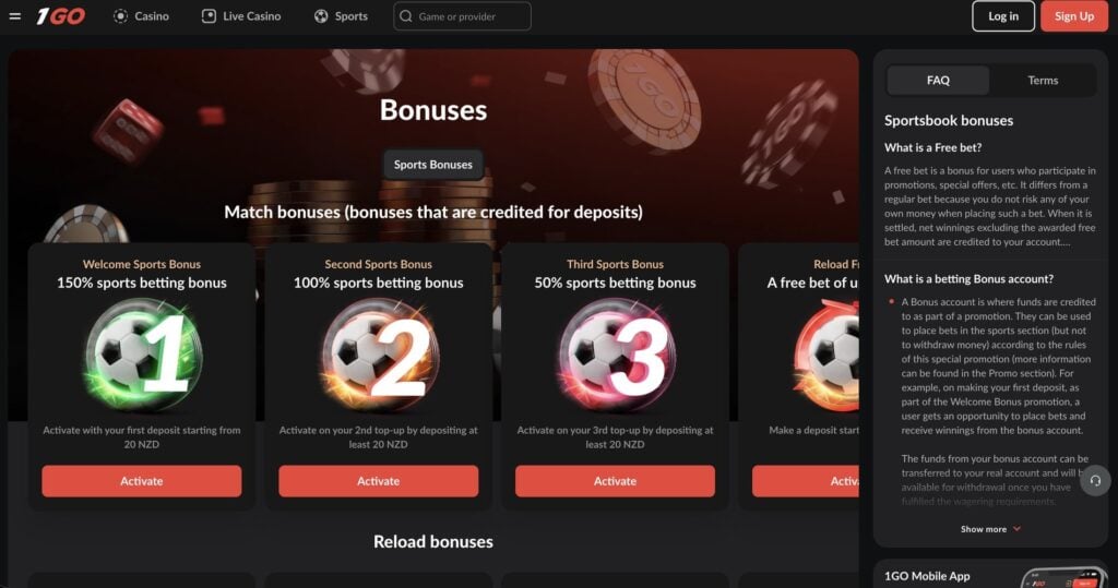 1Go Casino Bonus