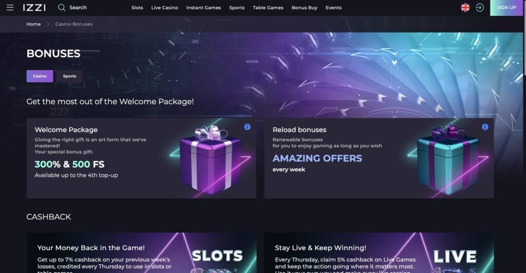 Izzi Casino Bonus
